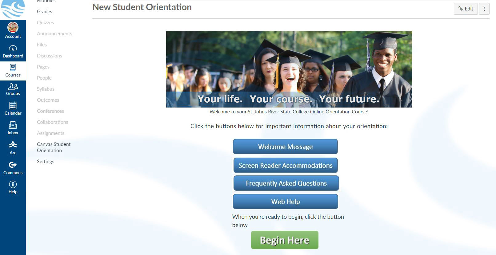 Screenshot of Orientation homepage