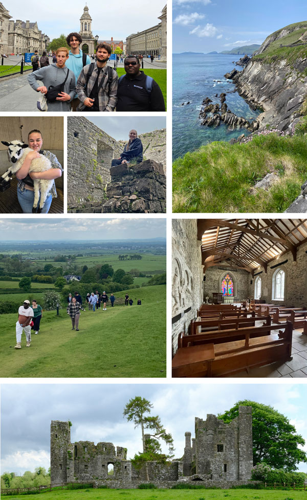 study abroad Ireland collage of students and ireland landscape